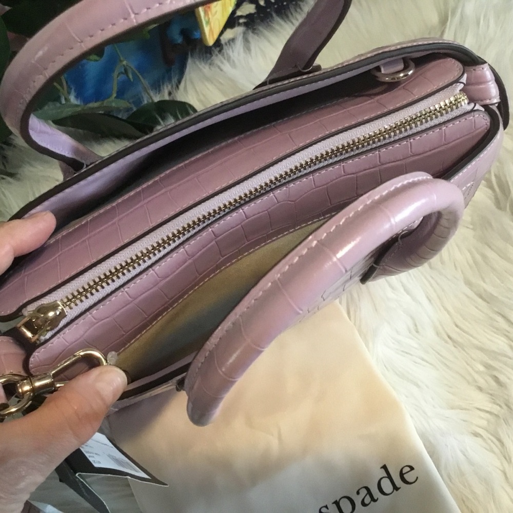 HP-Kate Spade NWT Knott Croc-embossed Medium Zip-top Satchel in Violet Mist/NWT - Picture 15 of 15